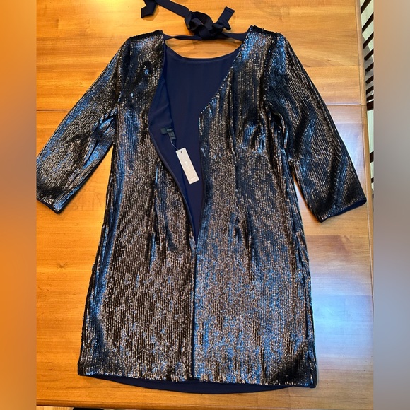 J. Crew, NWT, Sequined Sheath Mini Dress. Navy. Size 2 - Picture 5 of 9